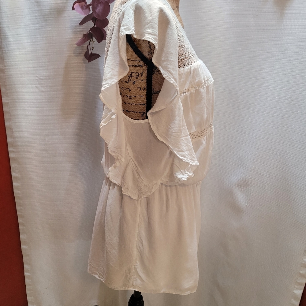 American Eagle Flutter Sleeve White Lace Romper - Picture 6 of 6